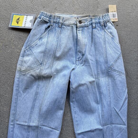 Deadstock 90s Dockers Jeans 30x32 Pleated Denim Levi’s Baggy Acid Wash Vintage - Picture 1 of 15